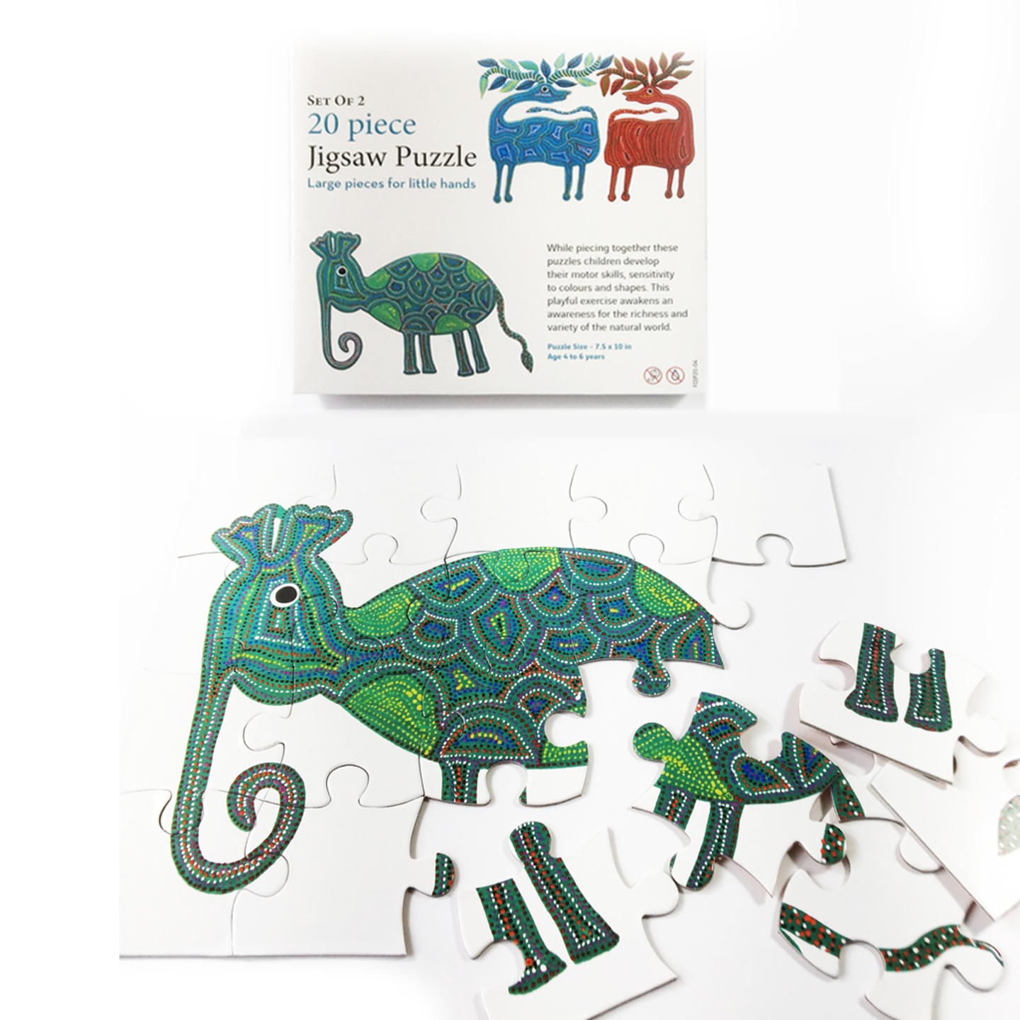 FroggMag - Jigsaw Puzzles - 20 pcs - Bhil Art - Animals